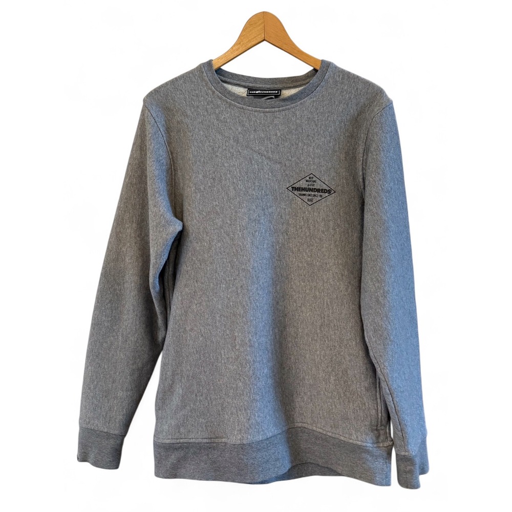 Women's Gray Casual "The Hundreds" Crew Neck Sweatshirt with Pockets Size M